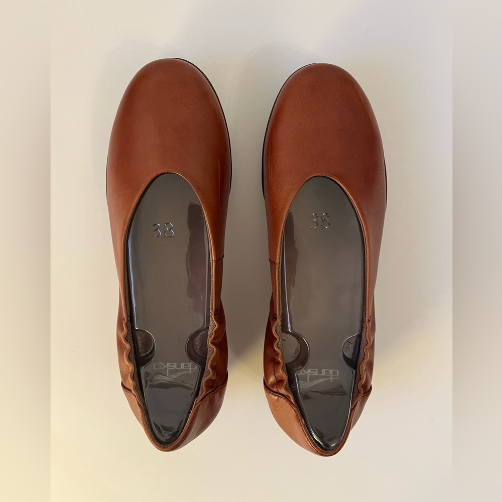Dansko Kira Aniline Calf Low Heel Dress Flats, Luggage, 38